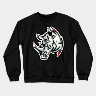 rhino traditional tattoo Crewneck Sweatshirt